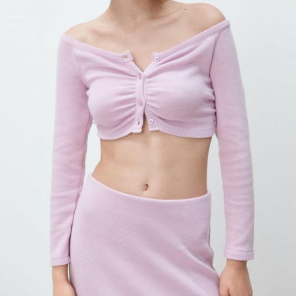 Zara Cropped Jacket/Cardigan Lilac L - Picture 6 of 6